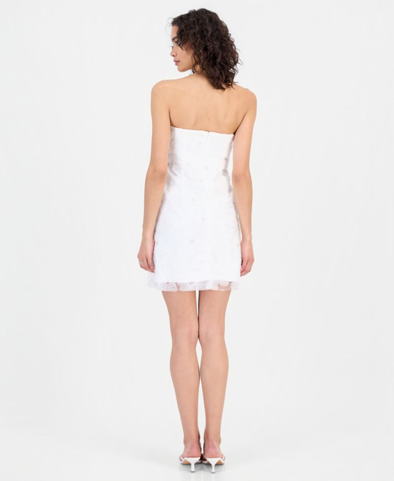 Women's Beaded Floral Strapless Mini Dress