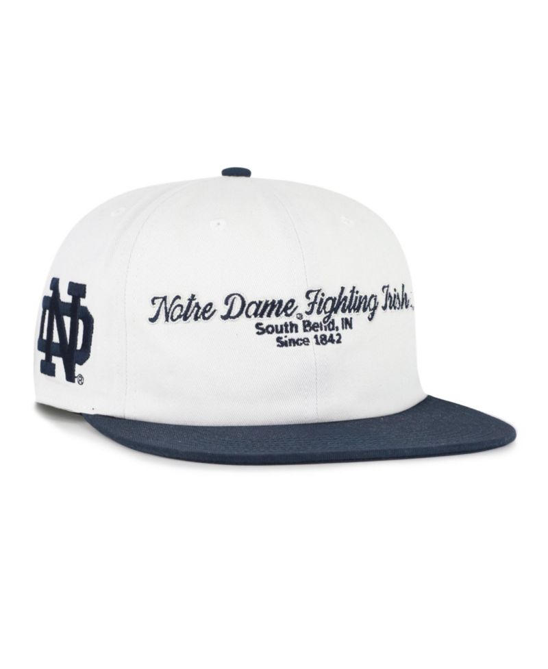 Men's '47 White/Navy Notre Dame Fighting Irish Script Stack Relaxed Captain Adjustable Hat