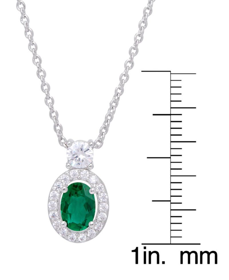 Simulated Emerald Oval Halo 3 Piece, Pendant, Earrings and Ring, Set in Silver Plate