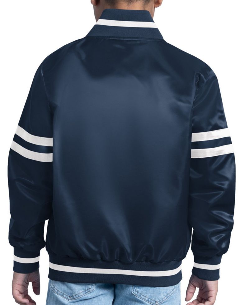 Big Boys and Girls Navy Seattle Mariners Team Logo Full-Snap Satin Varsity Jacket