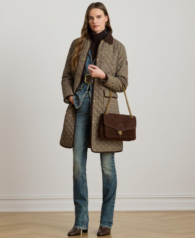 Petite Barn Quilted Corduroy-Trim Coat