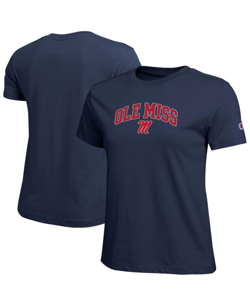 Women's Navy Ole Miss Rebels Arched Over Logo T-Shirt