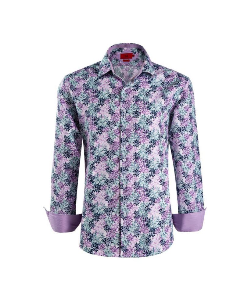 Men's Slim Fit Floral Button-Down Shirt