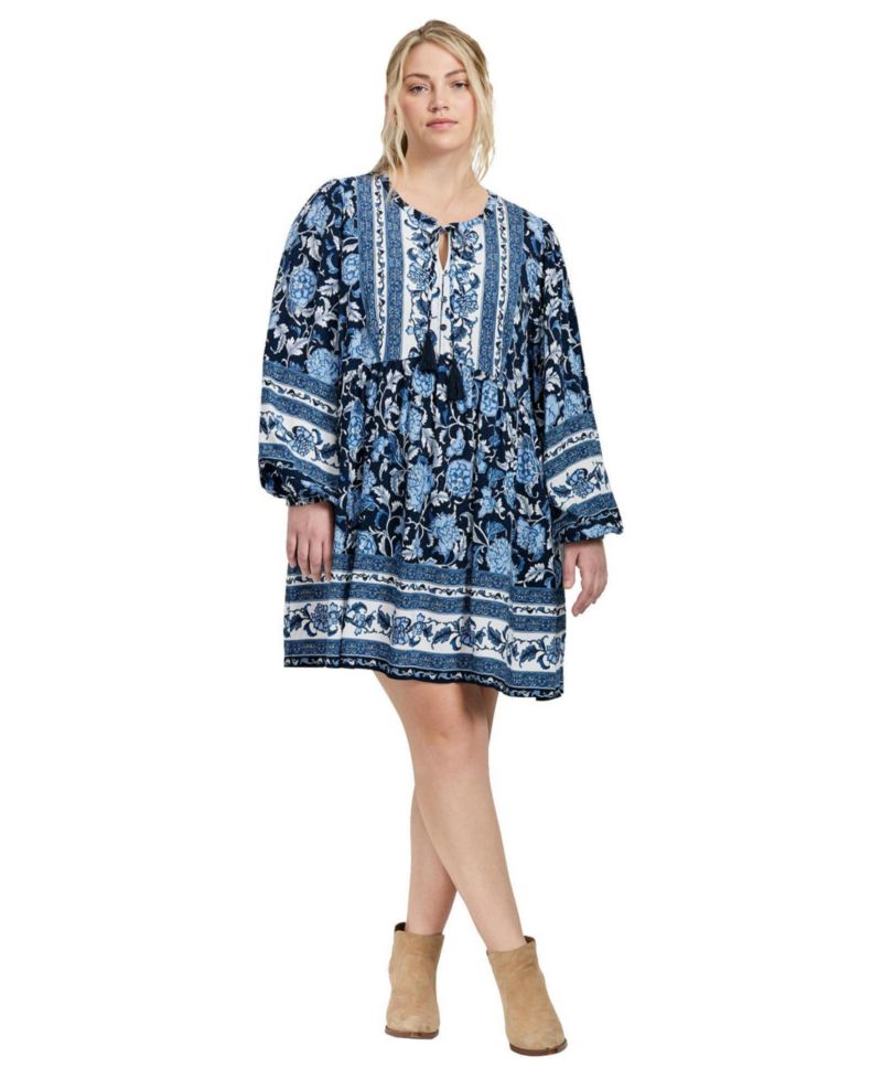 Women's Plus Size Livvy Boho Border Print Mini Dress