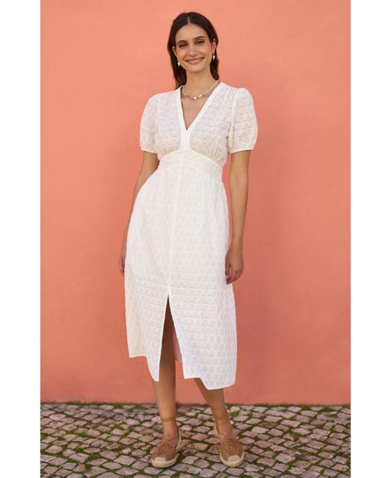 Women's Broderie Anglaise Midi Dress