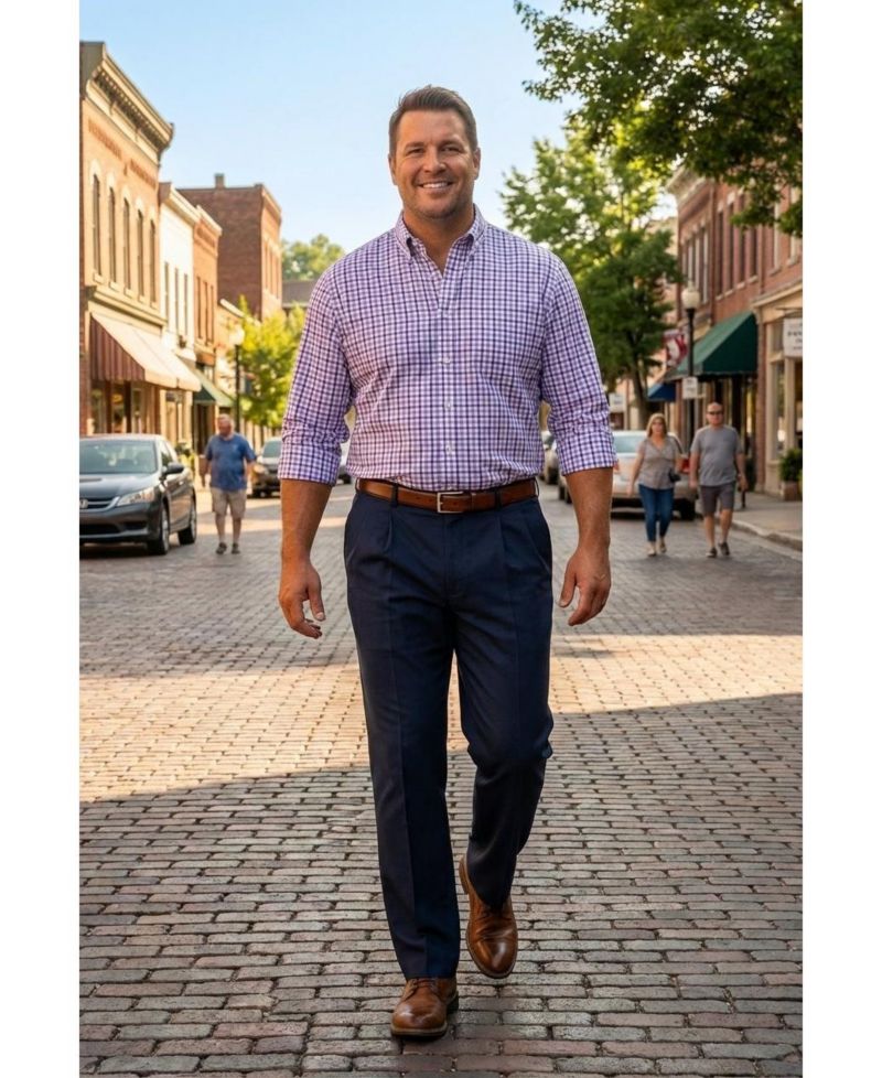 Men's Classic Fit Wrinkle-Free Expandable Waist Pleat Front Pants