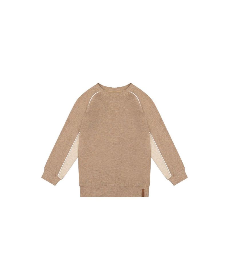 Little Boys 6-12 Brushed Jersey Top with Raglan Sleeves Taupe