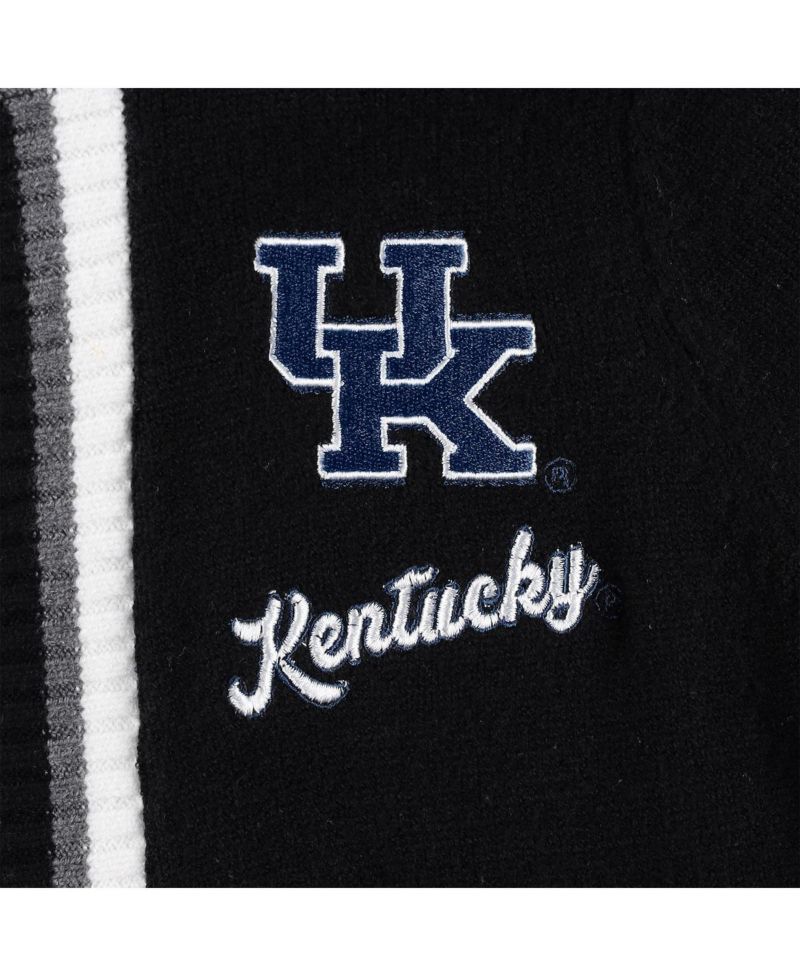 Women's Black Kentucky Wildcats One More Round Tri-Blend Striped Cardigan Sweater