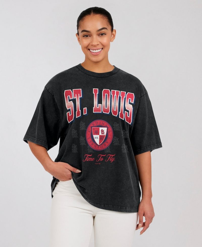 Women's Black St. Louis Cardinals Oversized Boyfriend T-Shirt