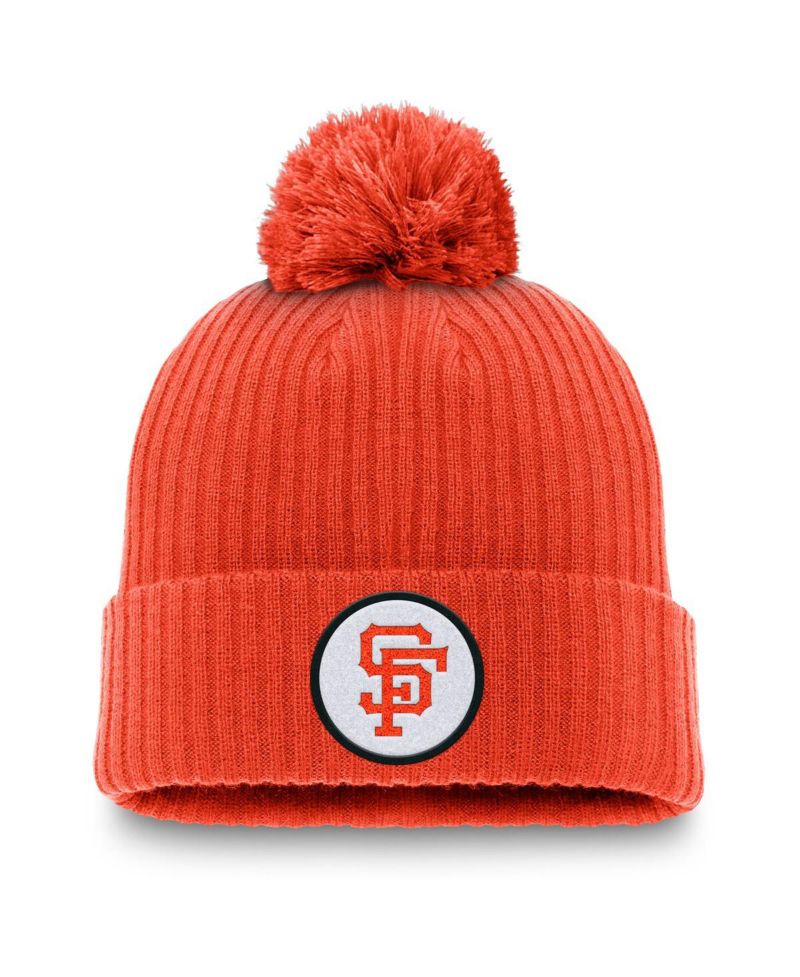 Men's Orange San Francisco Giants Cooperstown Collection Patch Cuffed Knit with Pom Hat