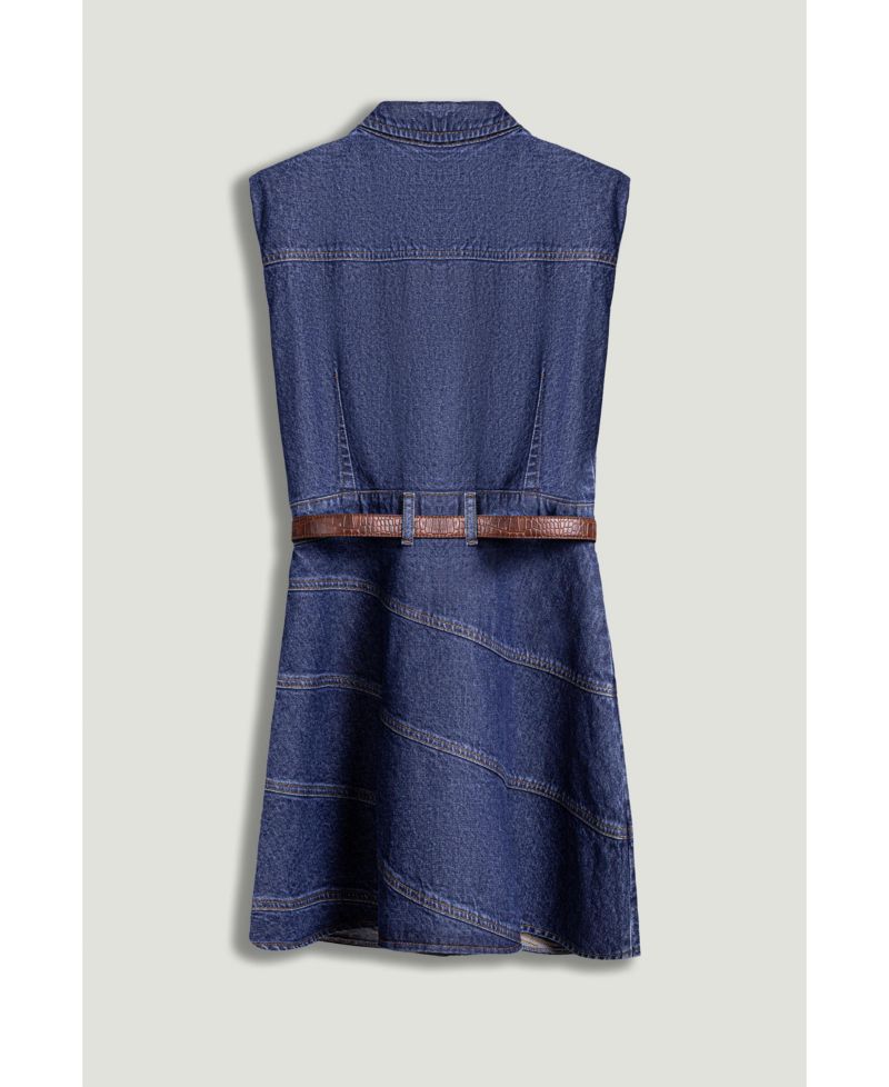 Women's Belted Denim Mini Dress