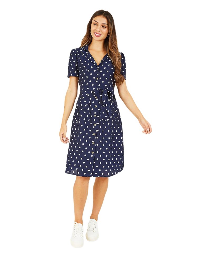 Women's Retro Shirt Polka Dot Dress