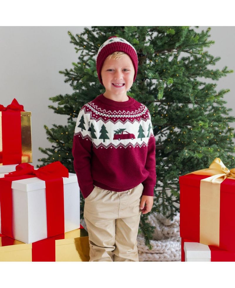 Big Boys (10-12) Christmas Truck Fair Isle Sweater