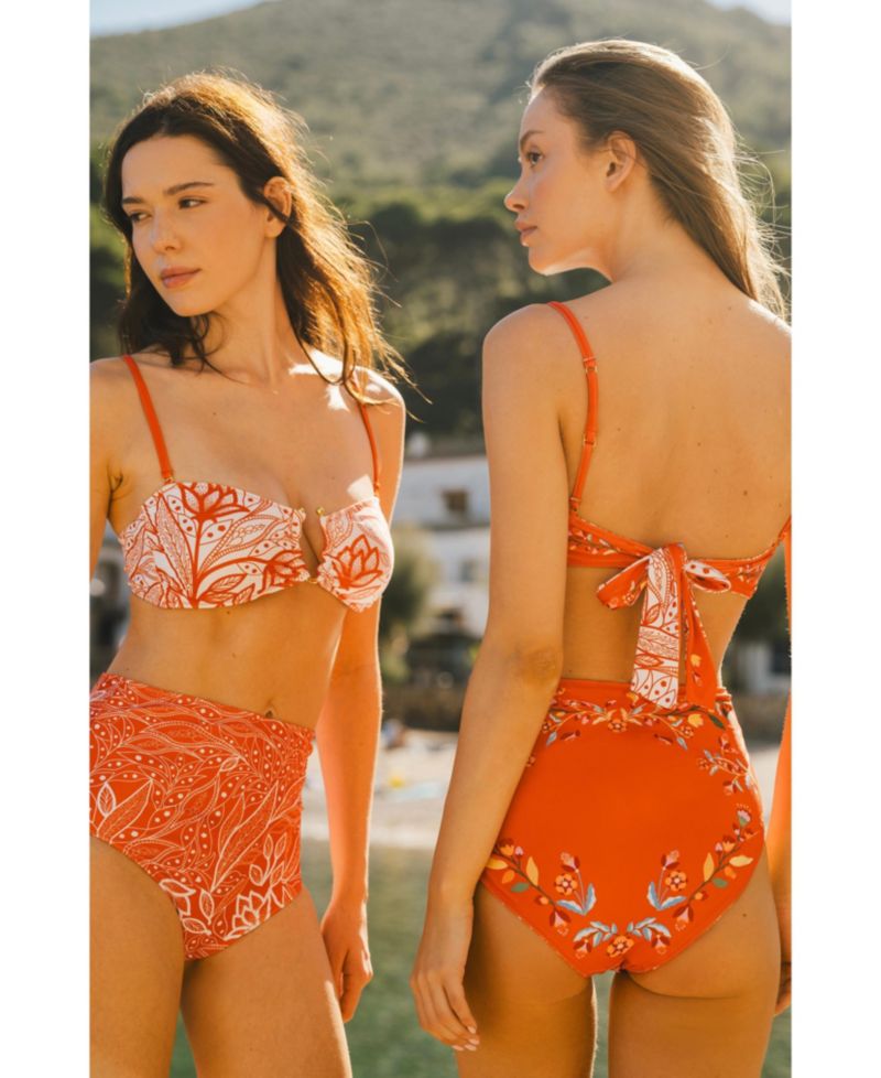 Women's Scarlet Bloom Reversible Square Bandeau Top