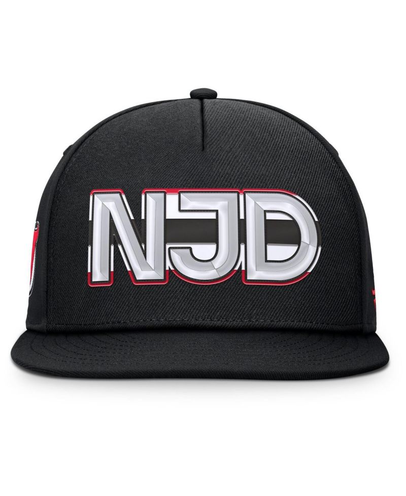 Men's Black New Jersey Devils Authentic Pro Rink Team Code Snapback Hat