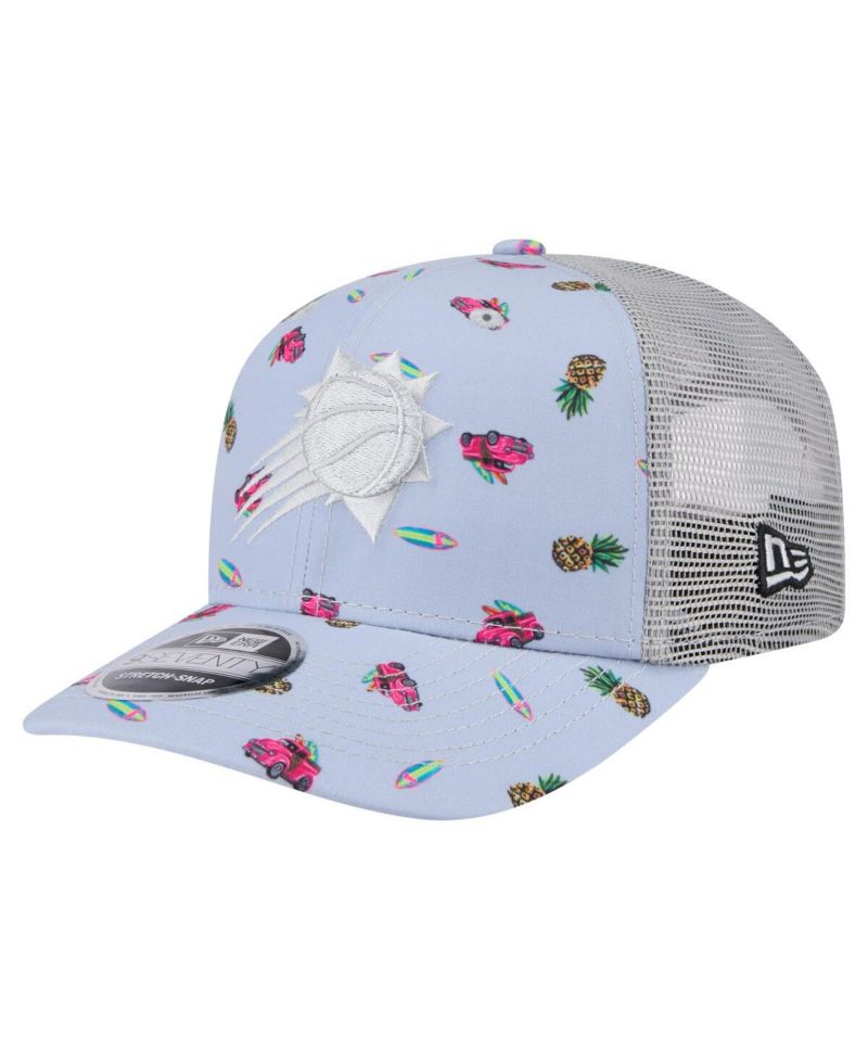 Men's Light Blue/Gray Phoenix Suns Adventure Aloha Pattern 9SEVENTY Stretch-Snap Hat