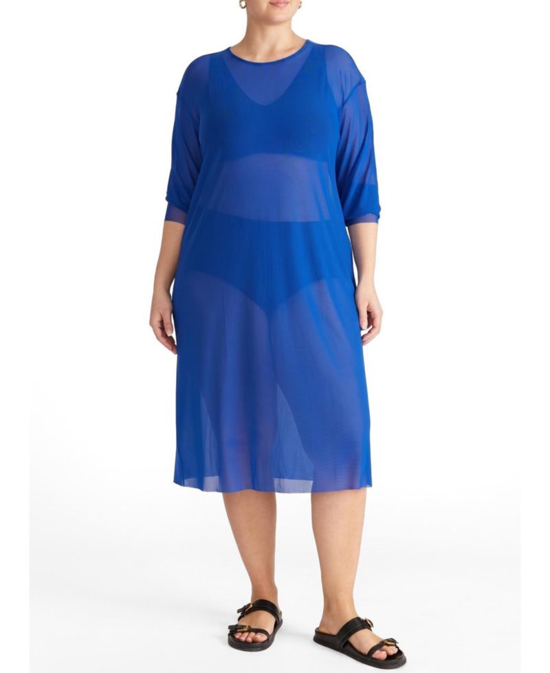 Plus Size Thames Fog Sheer Mesh Floral Dress