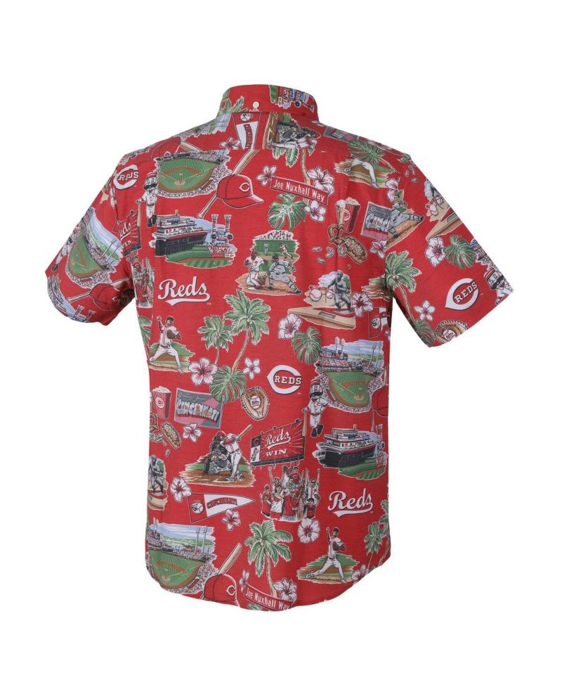 Men's Red Cincinnati Reds Scenic Tri-Blend Button-Down Shirt