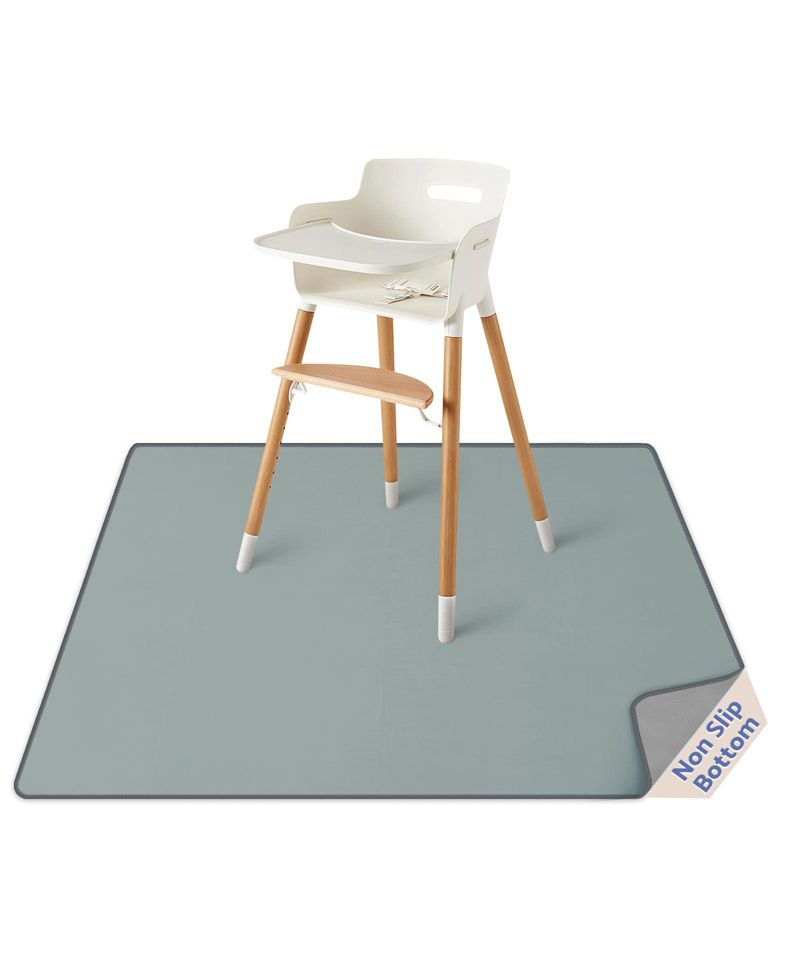 Wipeable Waterproof Anti Slip Floor Protector Mat For Highchair And Mess Cleanup