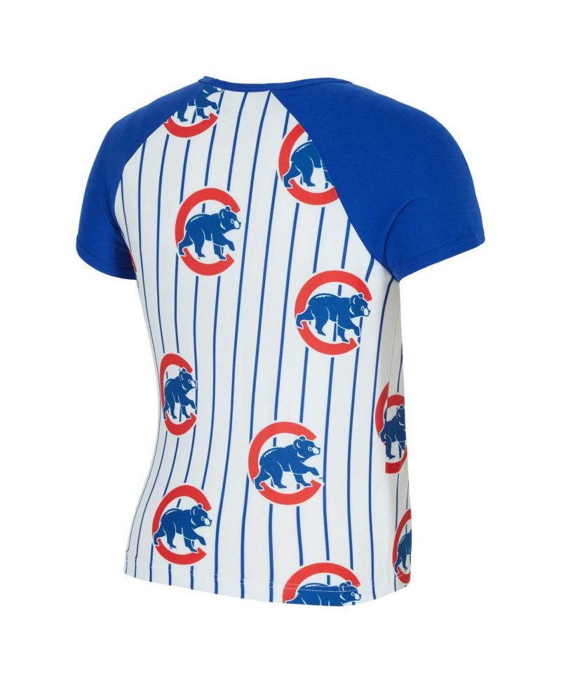 Women's White Chicago Cubs Outbound Pinstripe Raglan Top