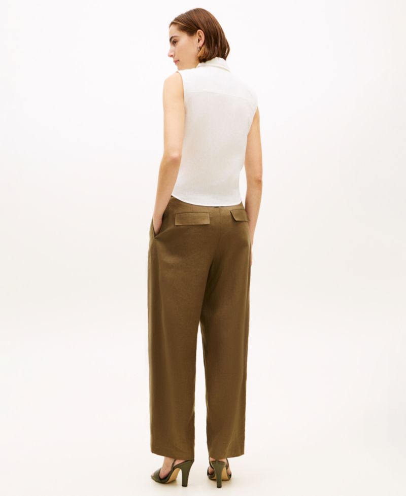 Women's Linen Knotted Collared Top