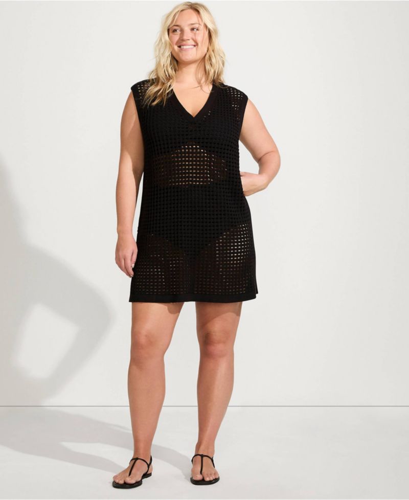 Plus Size Open Knit Cover-up Dress