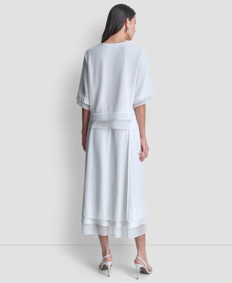Women's Layered Window Pane Ankle Skirt
