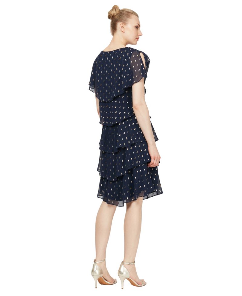 Polka-Dot Tiered Shift Dress