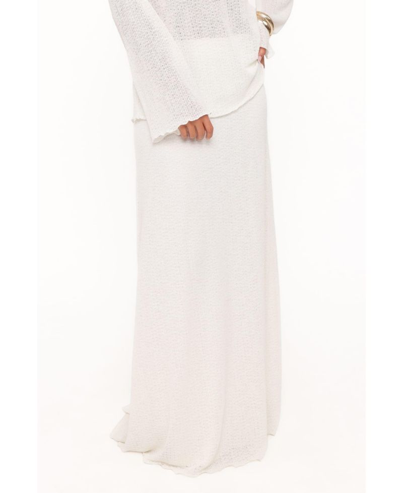 Women's Lune Boat Neck Long-Sleeve High-Waisted Top and Skirt, 2-Piece Set
