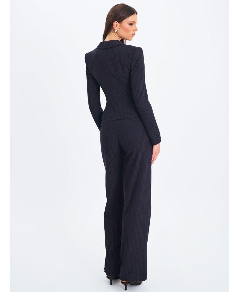 Women's Quinnie Navy Striped High-Waisted Straight Leg Pant