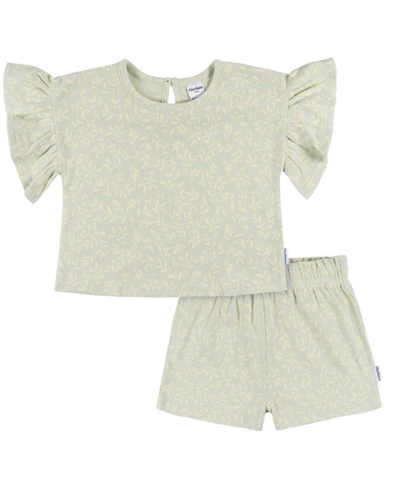 Baby Girls 2-Piece Shirt and Shorts Set, Pink Flower, 18 Months