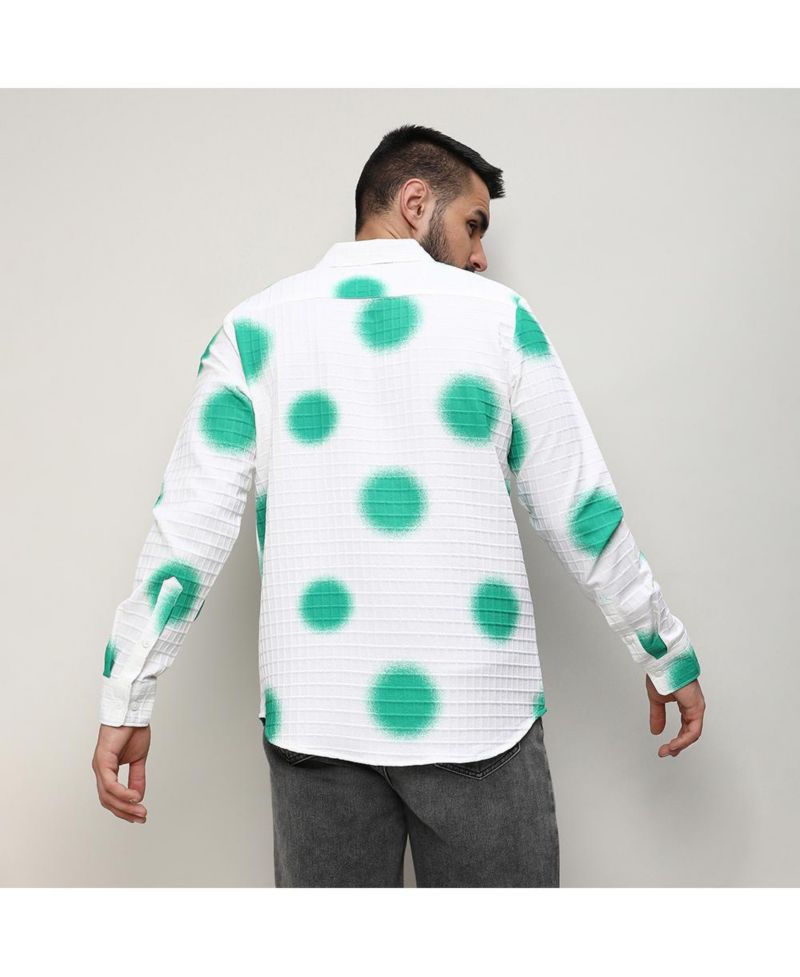 Men's Chalk White:Emerald Green Spraypaint Shirt