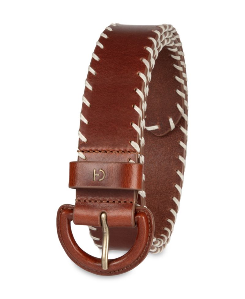 Women's Leather Covered Buckle Stitched Edge Belt