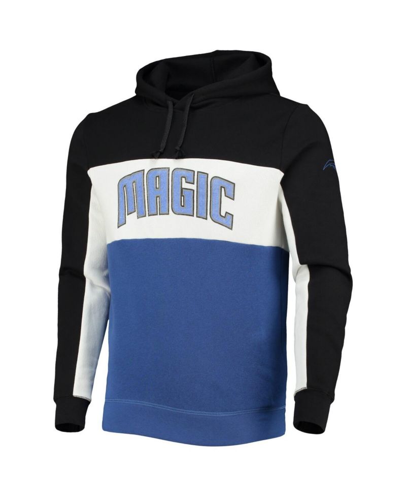 Men's Black, White Orlando Magic Wordmark Colorblock Fleece Pullover Hoodie