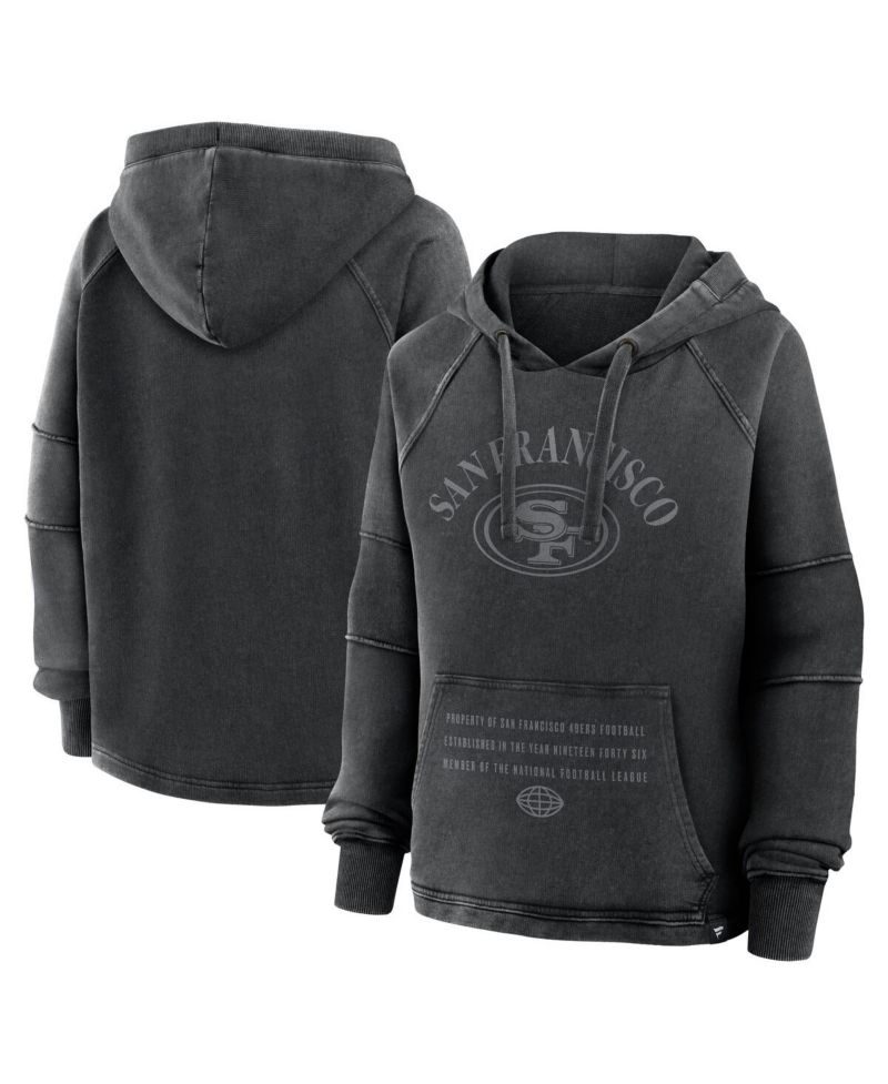 Women's Black San Francisco 49ers Oversized Raglan Gridiron Hoodie