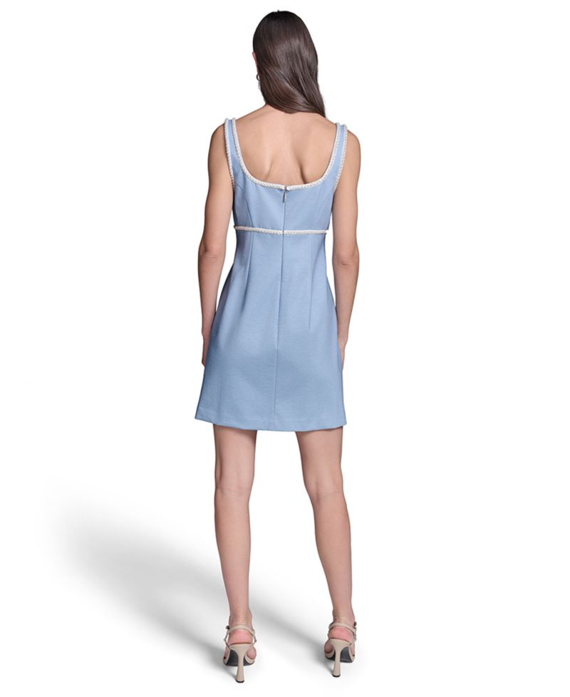 Women's Sleeveless Square Neck Melange Stretch Dress