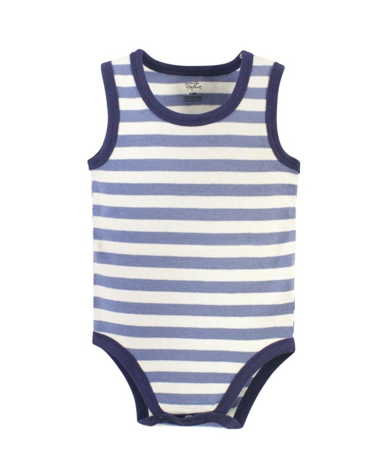 Baby Boys Five-Piece Natural Cotton Sleeveless Onesies
