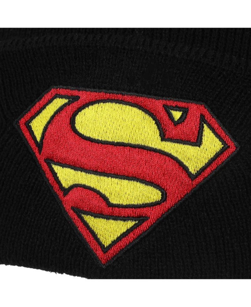 Men's Superman Logo Embroidery Acrylic Knit Cuff Beanie