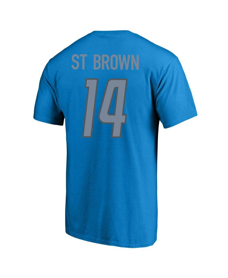 Men's Amon-Ra St. Brown Blue Detroit Lions Big and Tall Player Name and Number T-shirt
