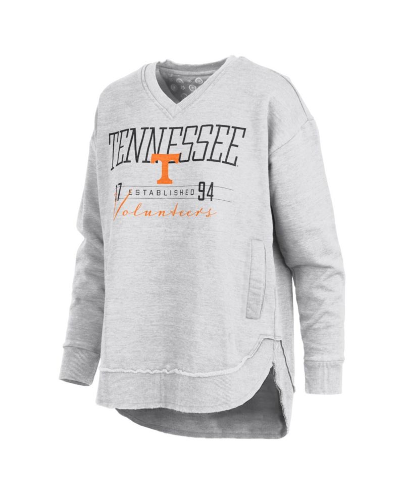 Women's Heather Gray Tennessee Volunteers Marcus East Hall Poncho V-Neck Sweatshirt