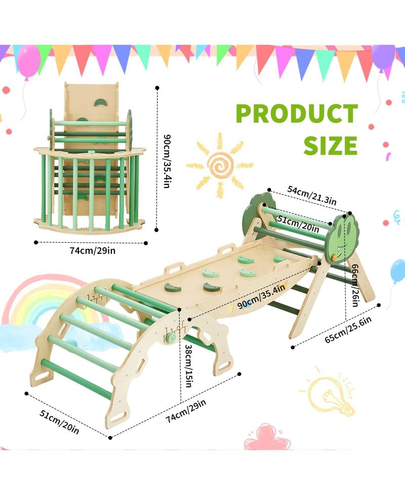 72.8 x 20.5 x 22.8 Inch Kids Climbing Frame Engineered Wood Toddler Indoor Play Gym Climbing Arch for Physical Fun, Wooden Frame