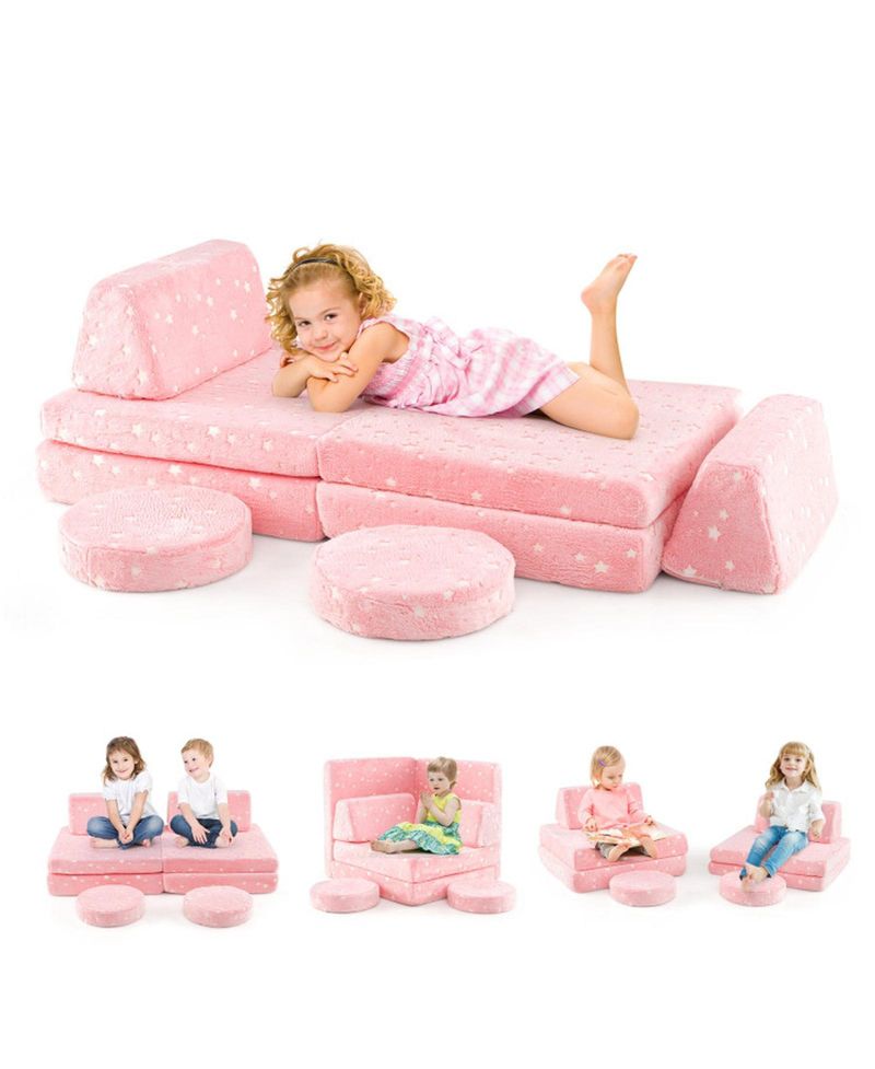 Glow-in-the-Dark Modular Play Couch Set for Kids with Handles