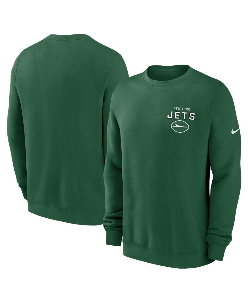 Men's Green New York Jets Primetime Club Fleece Pullover Sweatshirt