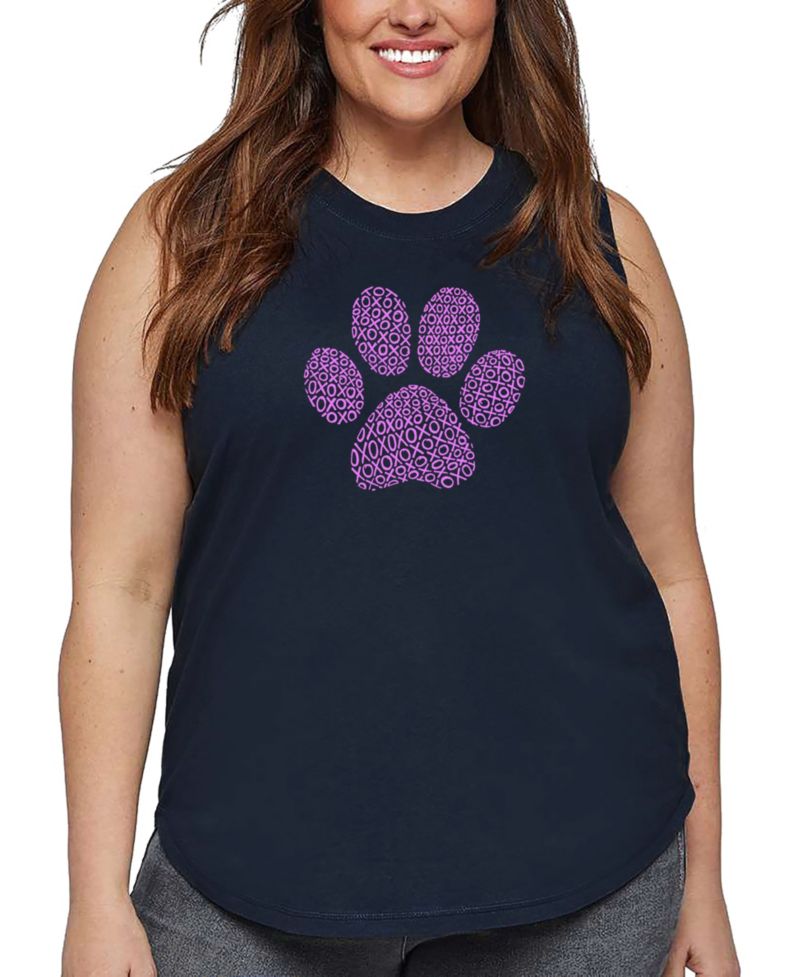 Plus Size XOXO Dog Paw Word Art Tank Top