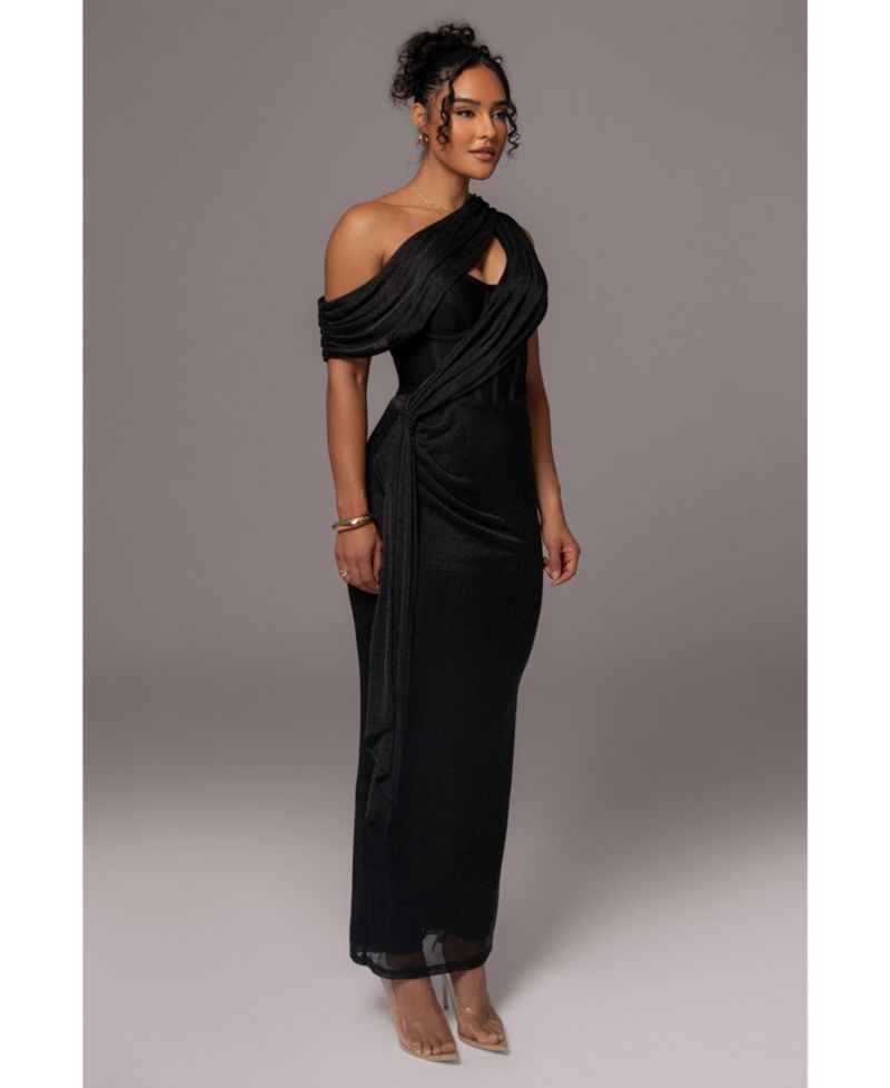 Women's Metallic Celestina Draped Maxi Dress