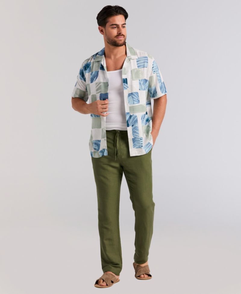 Men's Water Color Tropical Geometric Short-Sleeve Shirt