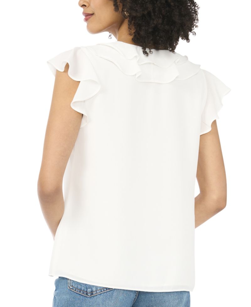 Women's Short Flutter-Sleeve V-Neck Top