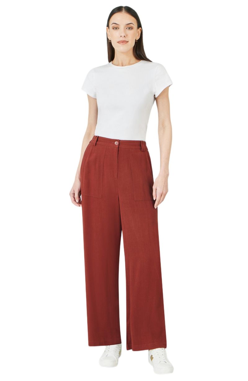 Women's Linen Mix Mid Rise Trousers