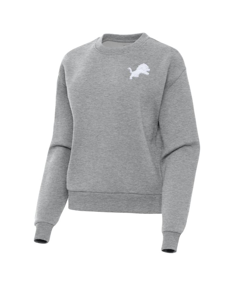 Women's Heather Gray Detroit Lions Victory Crew Pullover Sweatshirt
