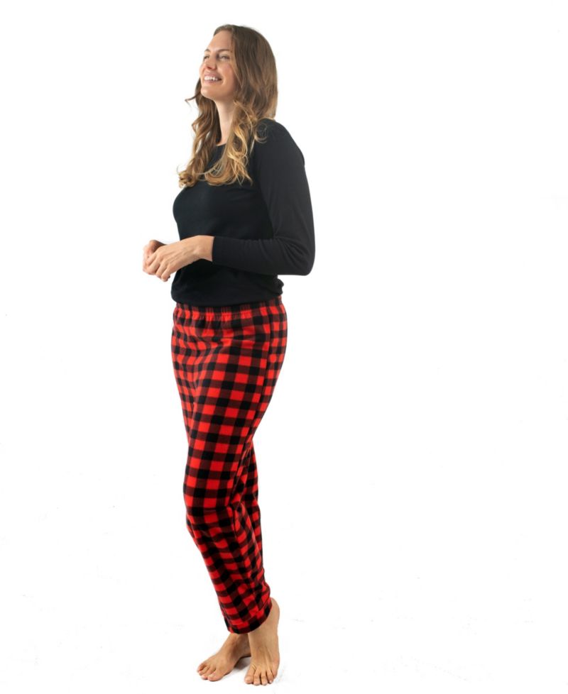 Women's Cotton Top and Fleece Pants Holiday Pajamas